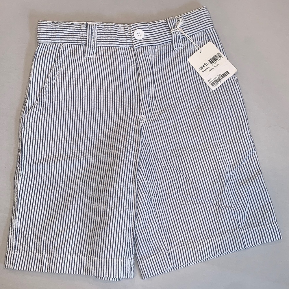 NWT GARB DAVIS NAVY Golf Shorts  Adjustable Waist  White & Blue Pintripes Size S